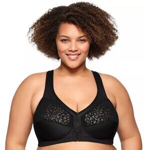 NWOT Glamorise Plus Size Magic Lift Front Closure Racerback Bra Sz 40 B Black